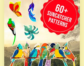 Stained Glass Pattern Bundle (60+ Muster), Stain Glass Suncatcher Set