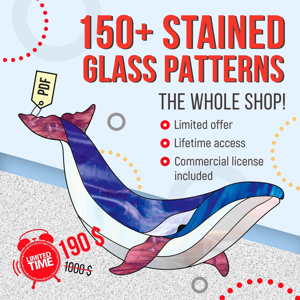 150 Patterns Stained Glass Pattern Mega Bundle (150+ Patterns), Stain Glass Pattern ...
