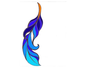 Modèle numérique d'attrape-soleil en plumes pour Windows, motif de plumes colorées en verre teinté facile