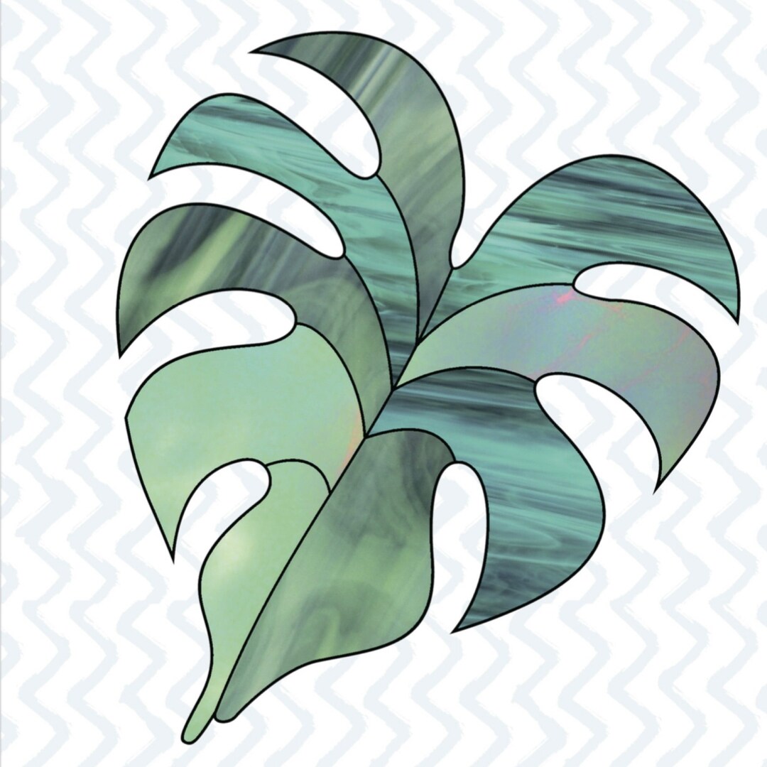 Monstera Leaf Stained Glass Pattern to Download Instantly, Stain Glass