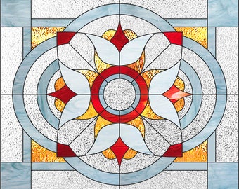 Stained glass geometric & abstract pattern PDF, Stain glass window panel pattern, Stained glass flower pattern to download instantly