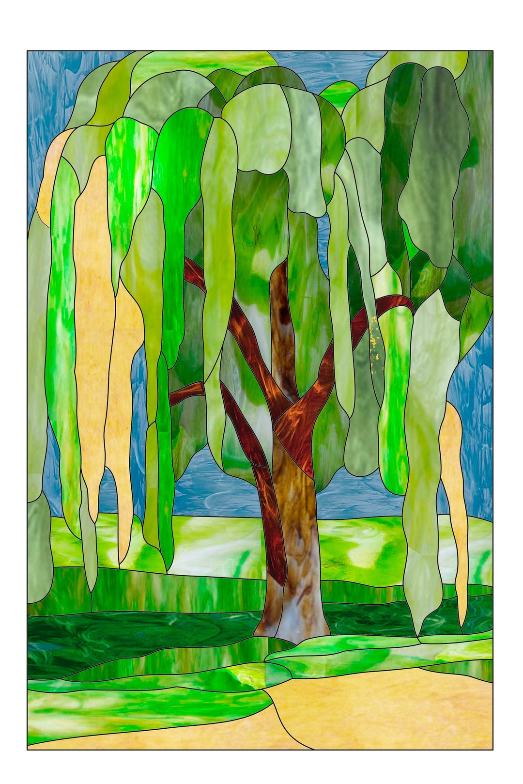 Stained Glass Tree Pattern to Download PDF, Stain Glass Tree Window ...