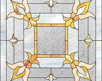 PDF con motivo geometrico e astratto in vetro colorato, pannello per finestra in vetro colorato/modello sospeso