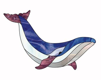 Patrón de archivo PDF de vidrieras de ballenas, patrón de vida marina, patrón de ballenas suncatcher de vidrieras, patrón digital de animales marinos