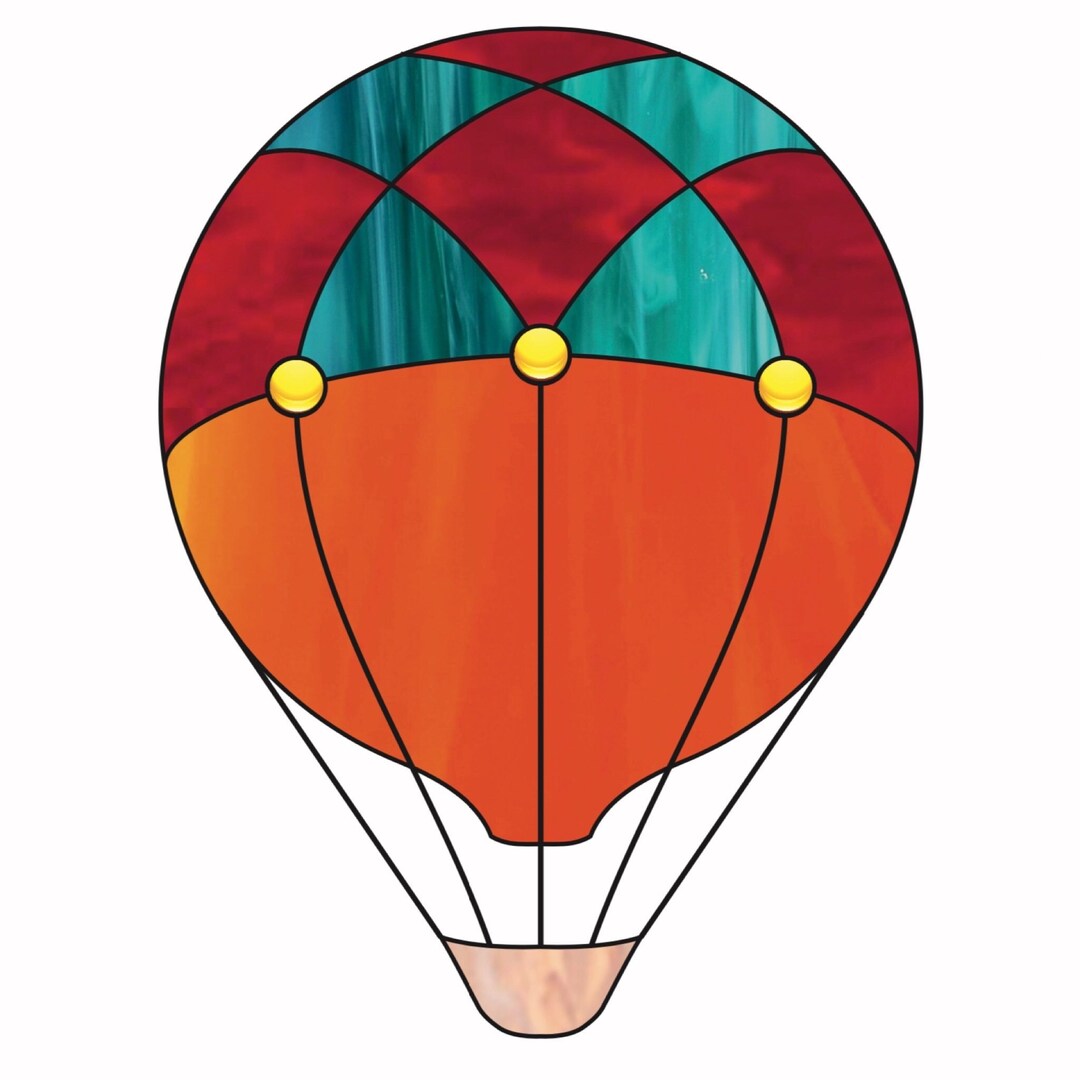 Air Balloon Suncatcher Pattern, Easy Stained Glass Hot Air Balloon Pattern, Beginner Stain Glass