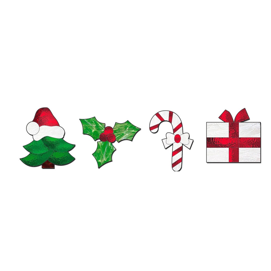 Stained Glass Christmas Ornament Patterns A Set Of 4 Etsy Stained Glass Christmas Ornament Patterns A Set Of 4 Etsy