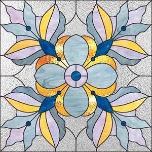 Stained glass geometric & abstract pattern PDF, Stain glass window panel pattern, Stained glass flower pattern to download instantly