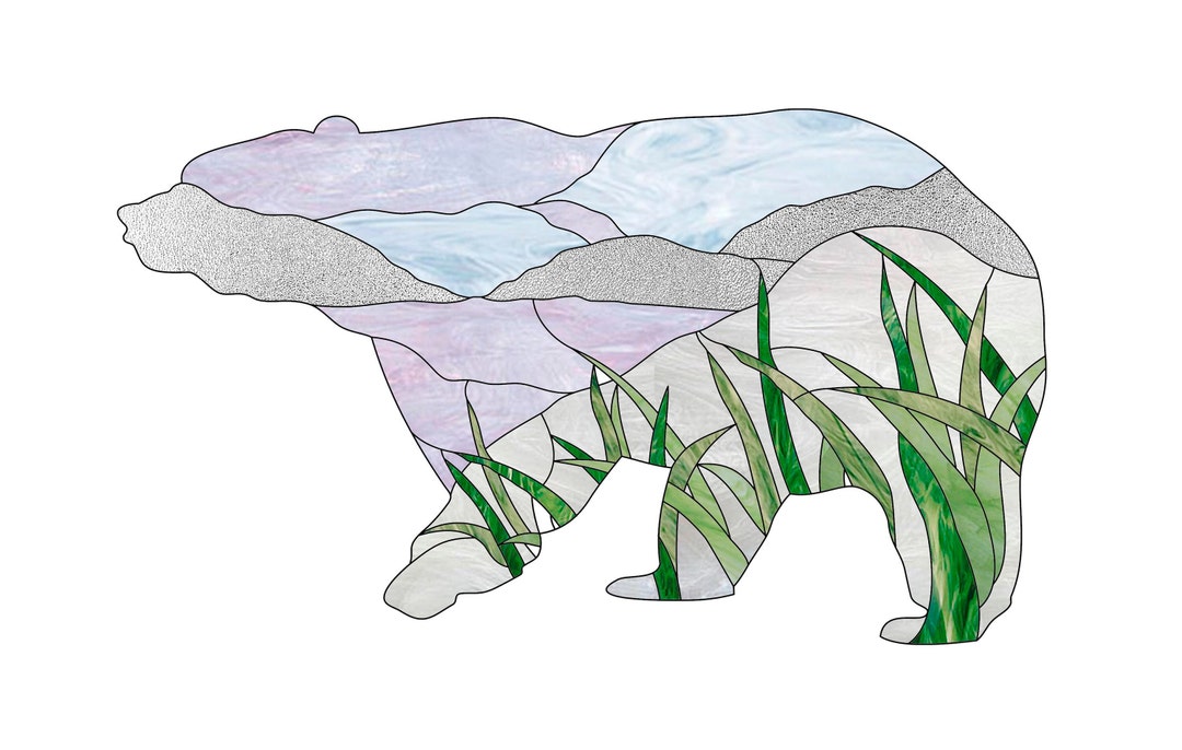 Bear Stained Glass Pattern, Stain Glass Animal Pattern to Download PDF