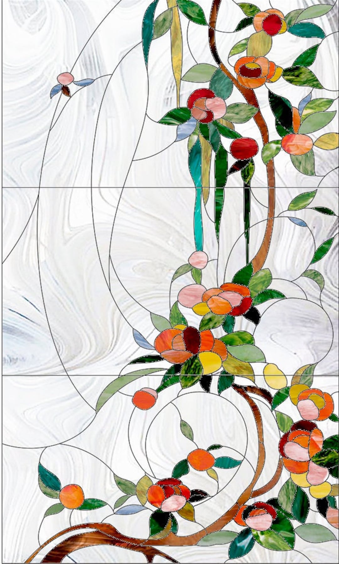 Stained Glass Liana Pattern PDF, Flower Stain Glass Window Panel