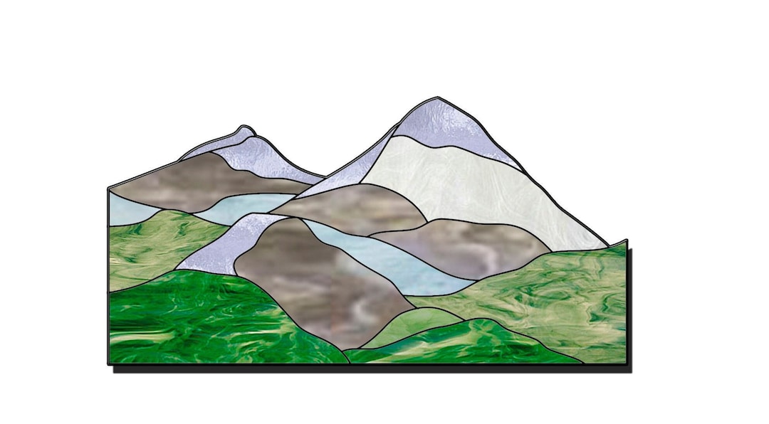 Mountain Chain Stained Glass Pattern for Beginners, Mountain Scene