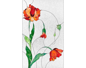 POPPIES PDF pattern, Stained glass pattern flowers, Flowers stained glass windows