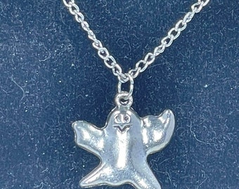 Spooky Silver Ghost Halloween Necklace - Charm Necklace - Accessories