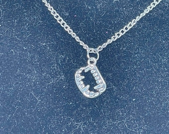 Spooky Silver Fangs -  Halloween Necklace - Charm Necklace - Accessories