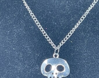 Spooky Silver Skeleton Face Halloween Necklace - Charm Necklace - Accessories