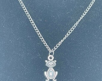 Spooky Silver Cat Halloween Necklace - Charm Necklace - Accessories
