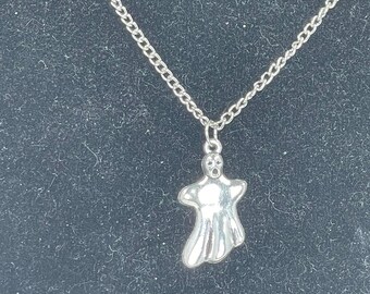 Scary Silver Ghost Halloween Necklace - Charm Necklace - Accessories