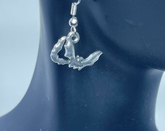 Silver Bats Halloween Earrings - Womens Jewelry - Halloween Jewelry - Earrings