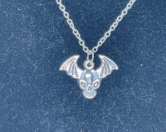 Spooky Skull with Wings Halloween Necklace - Charm Necklace - Accessories