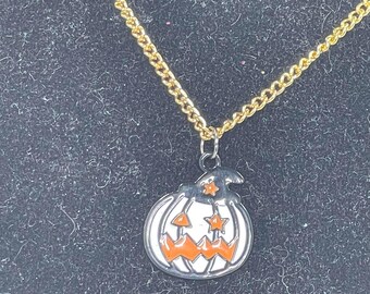 Spooky White Pumpkin Halloween Necklace - Charm Necklace - Accessories