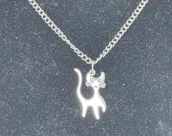 Spooky Silver Ghost Cat Halloween Necklace - Charm Necklace - Accessories