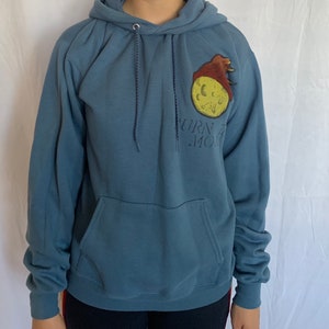 Burn the moon x universal lover Hand Painted hoodie in blue