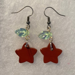 Red Jasper Star Garden dangle earrings