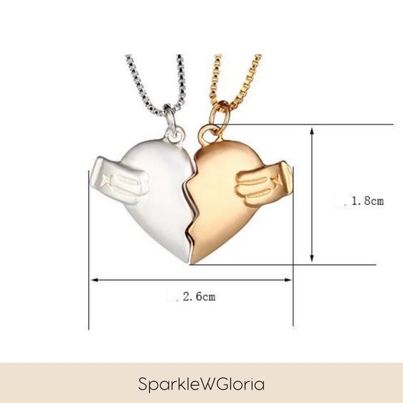 Set Magnetic couple necklace with 2Pcs Lovers Heart Pendant new charm  necklace