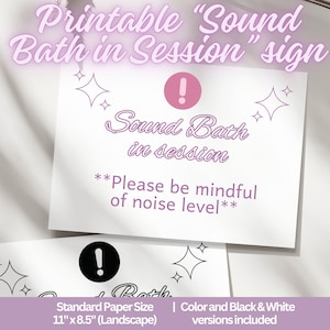 Sound Bath Door Sign | Printable Sound Bath in Session Sign | Color and ...