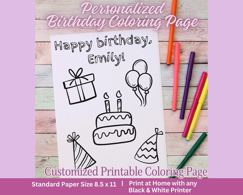 Personalized Happy Birthday Coloring Page Personalized Birthday Sheet ...