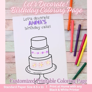 Customizable Birthday Coloring Page For Kids | Personalized Birthday Sheet Print at Home | Printable Coloring Sheet