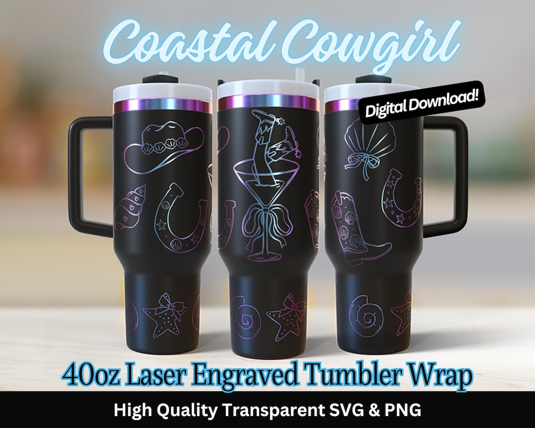Coastal Cowgirl 40 Oz Tumbler Laser SVG PNG 40oz Full Wrap Seamless ...