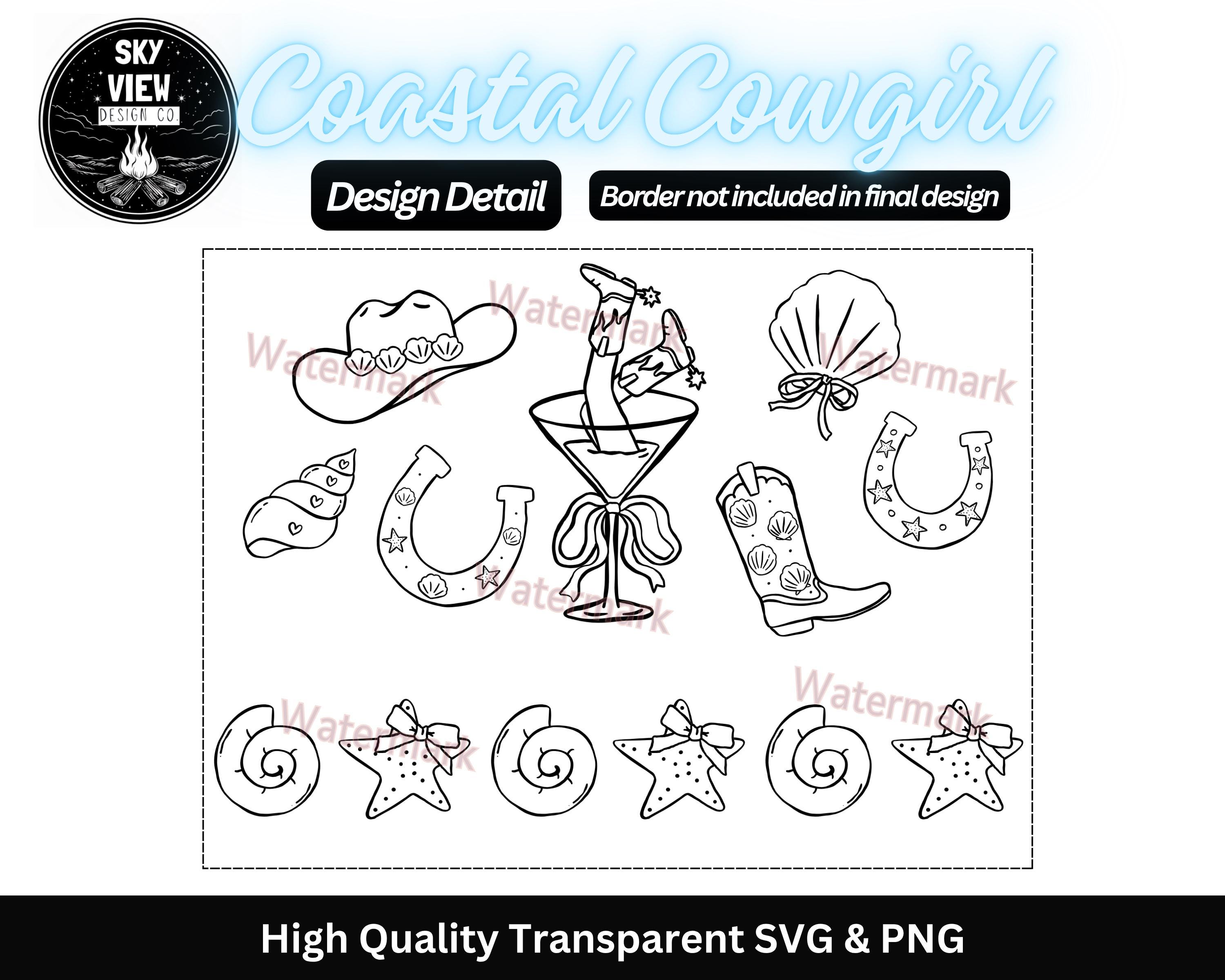 Coastal Cowgirl 40 Oz Tumbler Laser SVG PNG 40oz Full Wrap Seamless ...