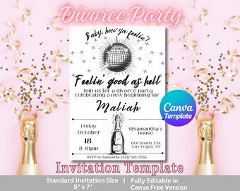 Divorce Party Invitation | Breakup Party Printable Invitation | Newly Single Party Canva Editable Template | Fully Customizable