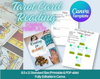 Tarot Reading Canva Template - Instant Download | PDF Tarot Reading | Email Tarot Reading | Tarot spread templates | Tarot reading recap