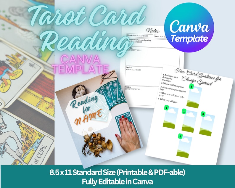 Tarot Reading Canva Template - Instant Download | PDF Tarot Reading ...