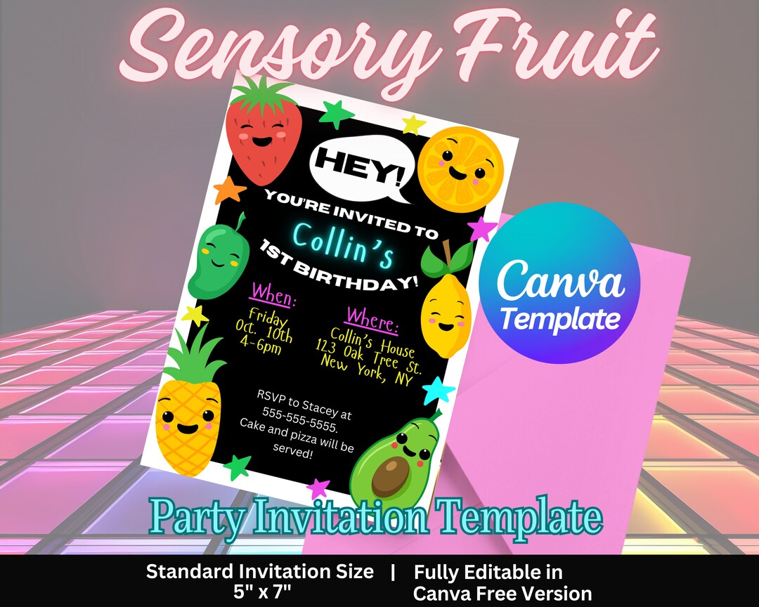 Dancing Fruit Birthday Invitation Hi Bear Birthday Invitation Bear
