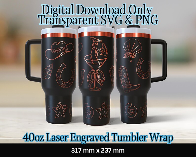 Coastal Cowgirl 40 Oz Tumbler Laser SVG PNG 40oz Full Wrap Seamless ...