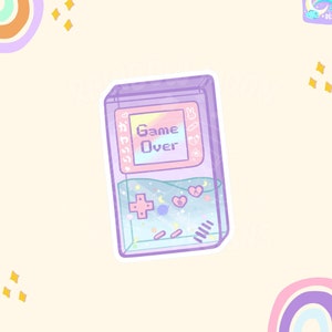 Holographic Sparkly Space Themed Gameboy Sticker, Gamer girl, Kawaii aesthetic, space sticker