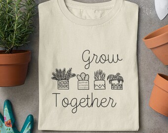 Grow Together Unisex Jersey Short Sleeve Tee, Gardening Tee, Plant Tee, Mental Health Tee, Education Tee