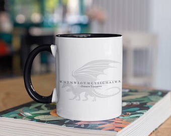 Taza de café con detalles de dragón de la Casa Targaryen, Daemon Targaryen, Casa del Dragón, 11 oz