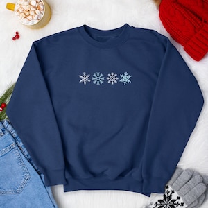 Moletom unissex de flocos de neve com gola redonda, moletom de férias, moletom de inverno, lindo presente de feriado