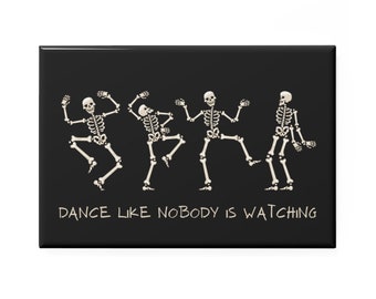 Dancing Skeletons Button Magnet, Rectangle (1 & 10 pcs)