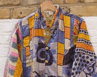 Reversible  Short  Kantha Jacket Assorted Colours Size large