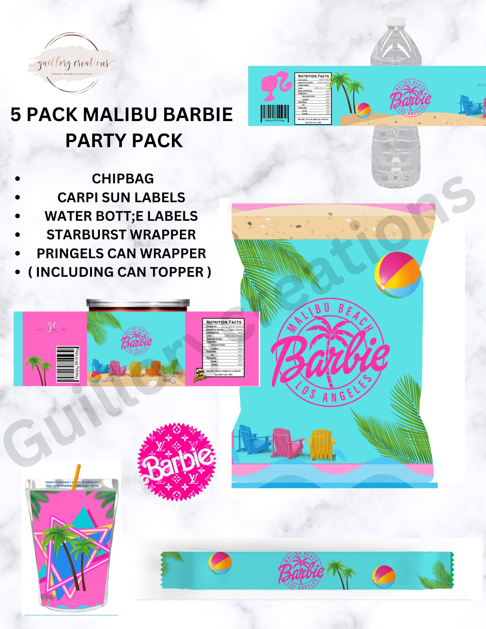 Malibu Barbie Inspired Party Favors Barbie World Party Barbie - Etsy