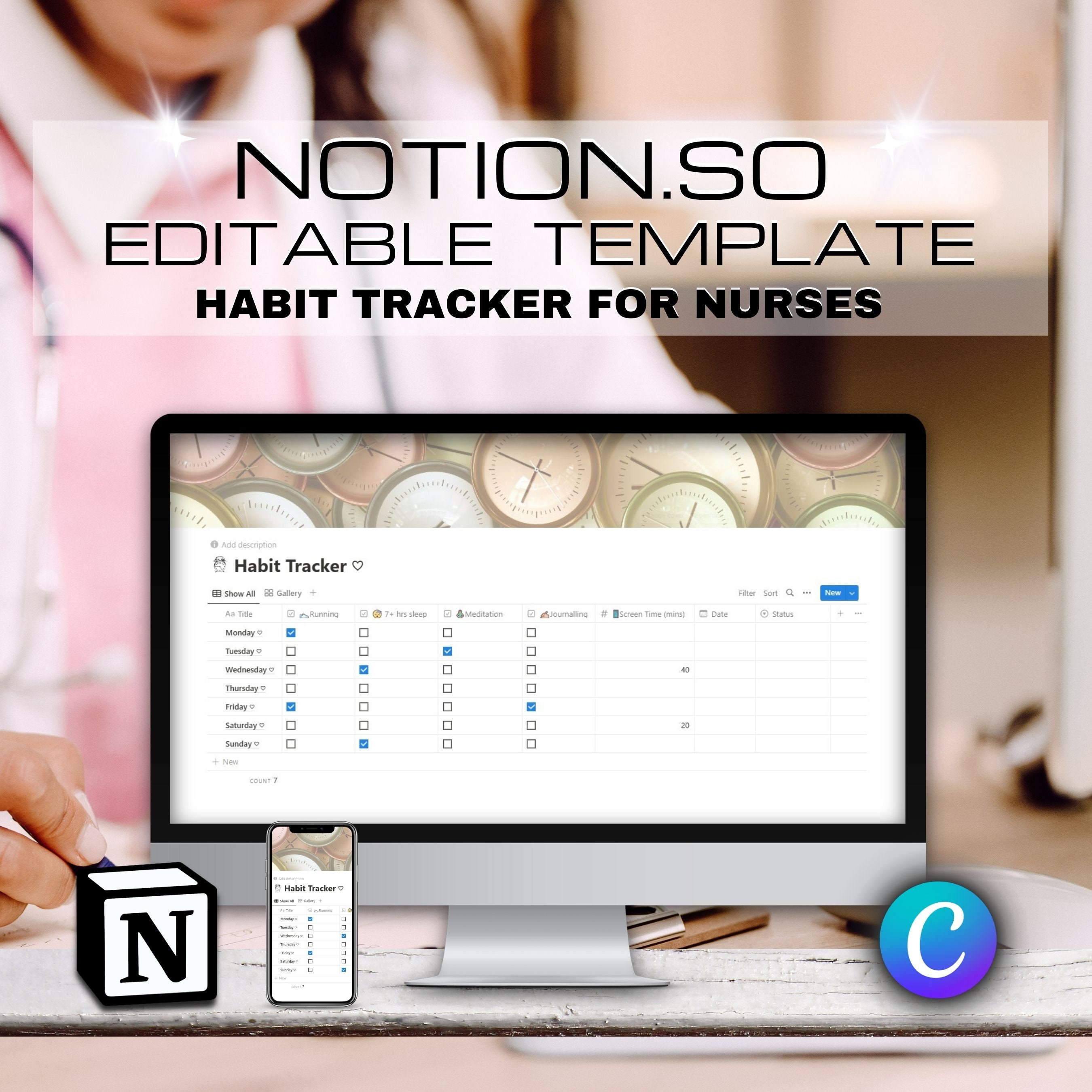 Notion Template Aesthetic for Nurses Notion Organizer for Busy Medical