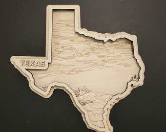 All States Available - Layered Texas Laser Cut 3D Desk/Wall Art