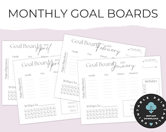 Editable Vision Board, 2025 Goals, Goal Setting, Digital Vision Board, Vision Board Kit, Template, Visual Goal Setting, Monthly Goal, Canva
