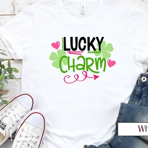 Lucky Charm, LUCKY Saint Patrick's Day T-Shirt, Luck University, Green Font, Clover Shirt, Clovers, Simple Holiday Shirt, Gift for Teacher