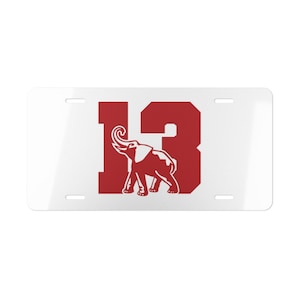 Delta - Double Digit Elephant License Plate - White