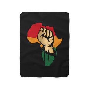 African Pride Fist Sherpa Fleece Blanket